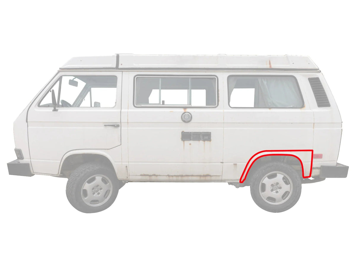 GoWesty Vanagon driver rear wheel arch body panel, replacement part 251-809-155