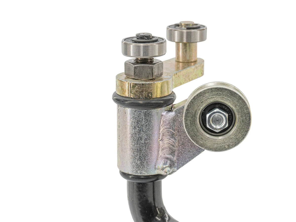 GoWesty complete sliding door hinge for late Vanagon, hardware fastener with metal components and mounting plates.
