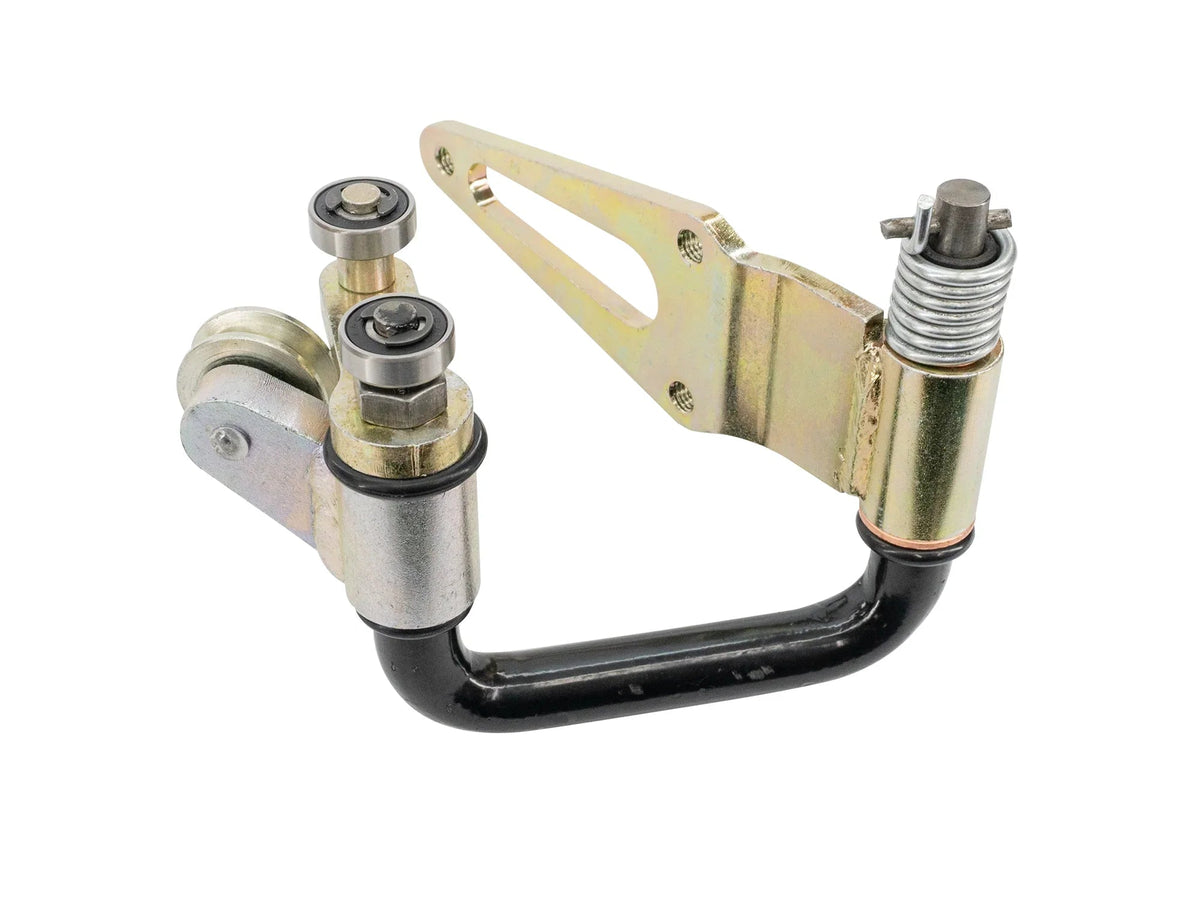GoWesty complete sliding door hinge for late Vanagon, hardware fastener component, shown in black finish with mounting details.