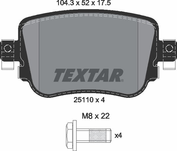 7N0698451A TEXTAR OES BRAKE PADS REAR AUDI VW 2015-2021