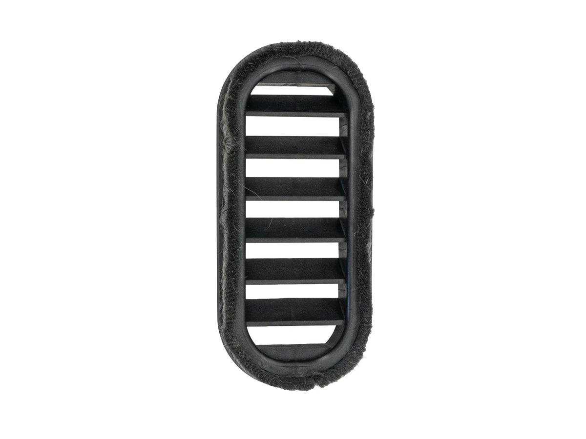 GoWesty Air Duct Cover for Vanagon front cab door, showing the black plastic vent with mounting brackets and textured surface.