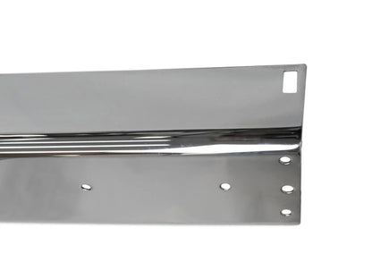 Rear chrome bumper for vehicle, Deluxe model by GoWesty, featuring shiny chrome finish and mounting brackets.