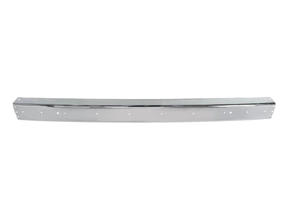 Rear chrome bumper for van, deluxe model by GoWesty, shiny and polished with mounting brackets visible.