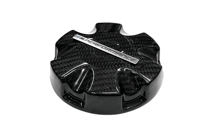 BMW MPerformance Carbon Fiber Radiator Cap Cover by K2 Industries, featuring sleek black carbon fiber design for enhanced engine bay style.