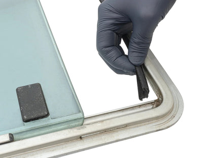 GoWesty sliding window felt channel installed in vehicle, providing a smooth window sliding and noise reduction.