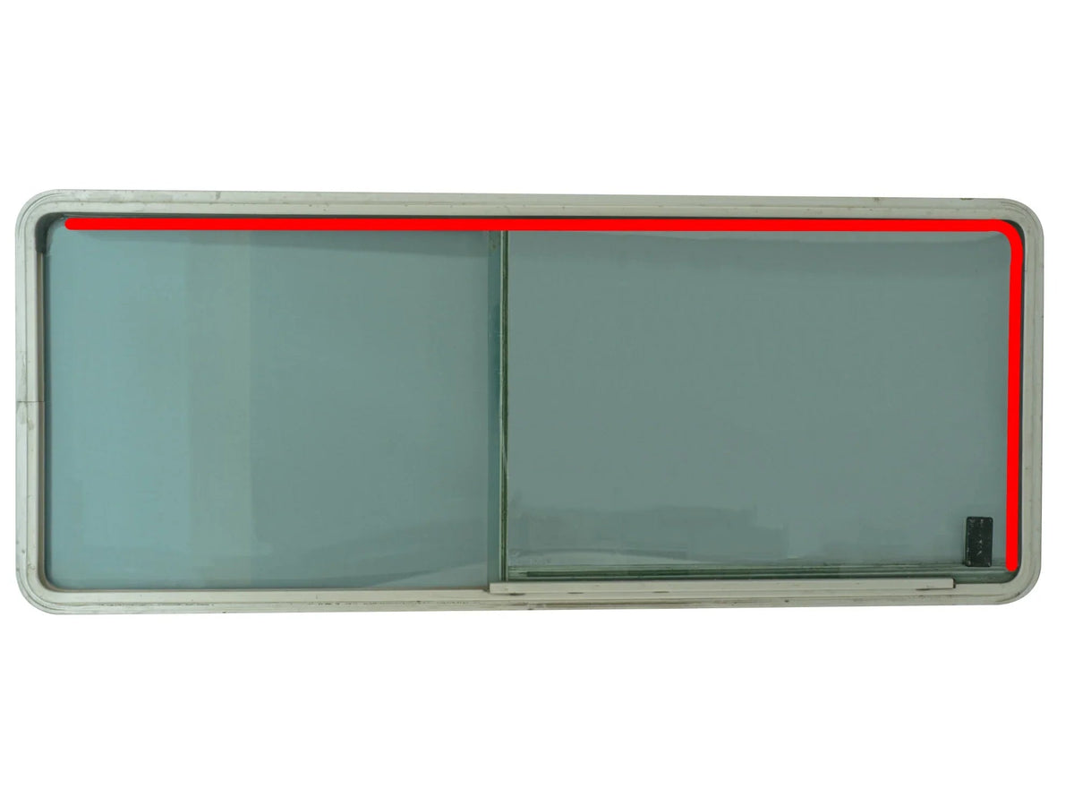 GoWesty sliding window felt channel installed in vehicle window track, providing a smooth glide and noise reduction.