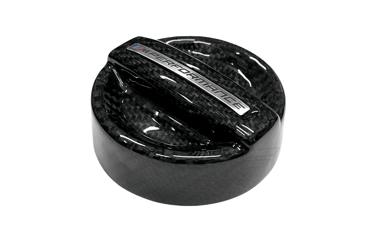 K2 Industries BMW MPerformance Carbon Fiber Engine Oil Cap V2, lightweight and durable engine oil cover with carbon fiber finish.