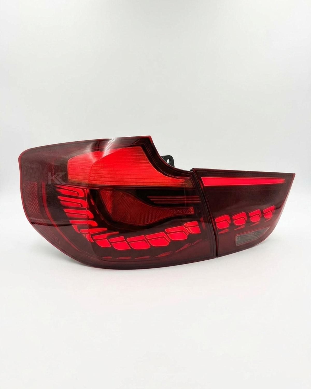 BMW 3-Series F34 Gran Turismo (GT) tail lights in red or smoke GTS OLED style, designed by K2 Industries for 2012-2016.