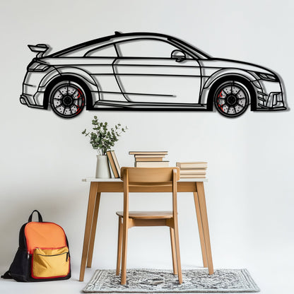Audi TT Metal Car Wall Art with Rotating Wheels - Iconic Sports Coupe Silhouette Decor - Interactive Automotive Wall Art- KAFMEKA099