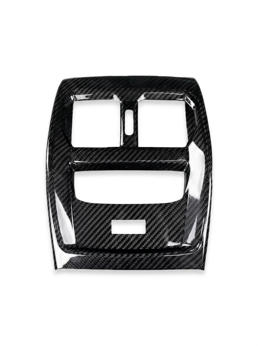 BMW 3 Series G80 G82 M3 M4 carbon fiber rear console trim by K2 Industries, showcasing sleek interior detail