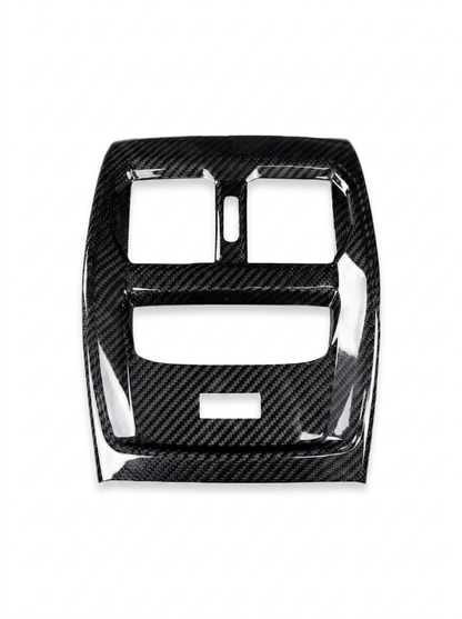BMW 3 Series G80 G82 M3 M4 carbon fiber rear console trim by K2 Industries, showcasing sleek interior detail