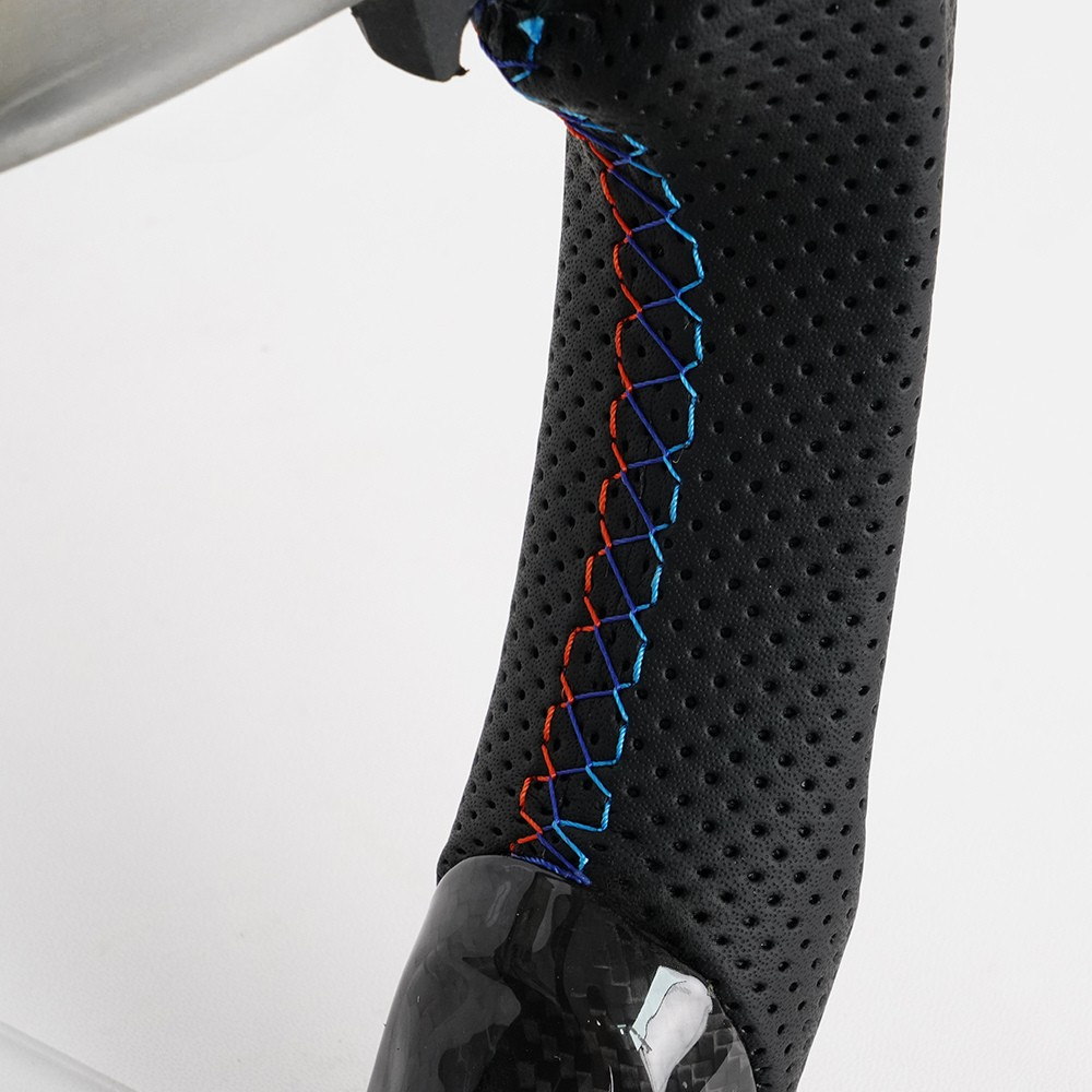 Vekto carbon fiber steering wheel for BMW F30 F-Series, featuring sleek design and ergonomic grip, shown from top view.