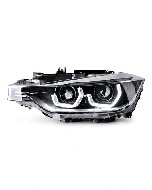 BMW 3-Series F30 F35 modern style LED headlights by K2 Industries, featuring sleek design and bright illumination for 2013-2015 models.