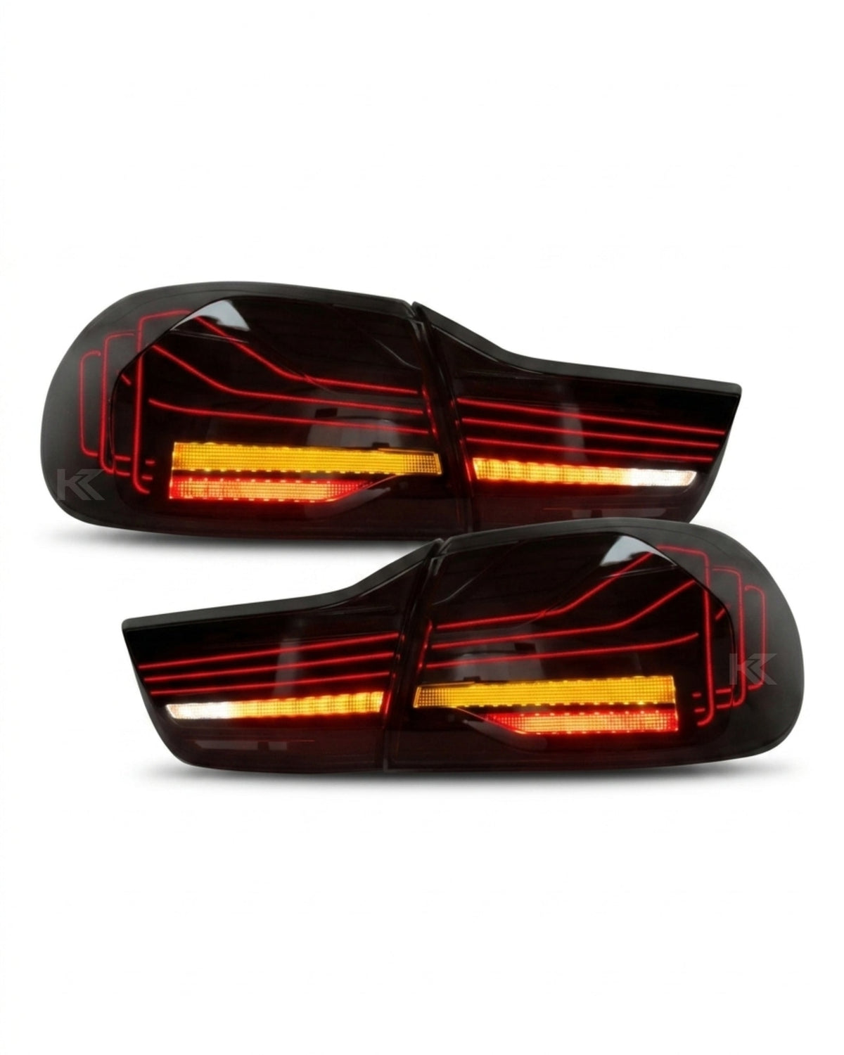 BMW 4-Series F32 F82 430i CSL style LED tail lights by K2 Industries, showing sleek, modern rear lighting design