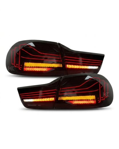 BMW 4-Series F32 F82 430i CSL style LED tail lights by K2 Industries, showing sleek, modern rear lighting design