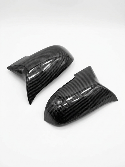 K2 Industries carbon fiber side mirror covers for BMW 1 & 2 Series F20, F21, F22, F32, F87 M135i, M140i models, sleek and lightweight.