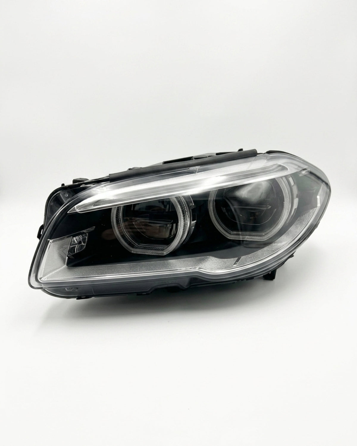 BMW 5 Series F10 F11 F18 factory style LED headlights by K2 Industries, front view showing sleek headlight design and LED details.