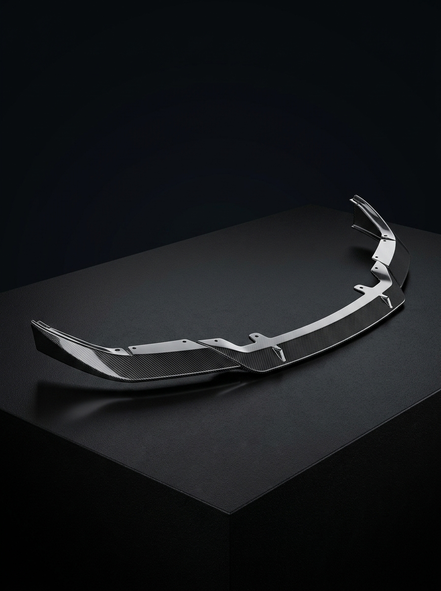BMW 5 Series F90 M5 LCI ST Style carbon fiber front lip by K2 Industries, showcasing sleek, aerodynamic design on a 2020+ model.