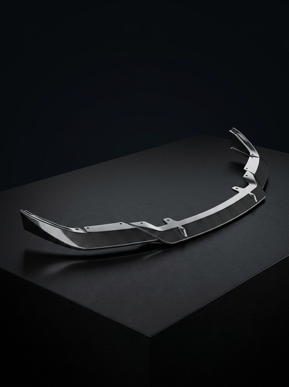 BMW 5 Series F90 M5 LCI ST Style carbon fiber front lip by K2 Industries, showcasing sleek, aerodynamic design on a 2020+ model.