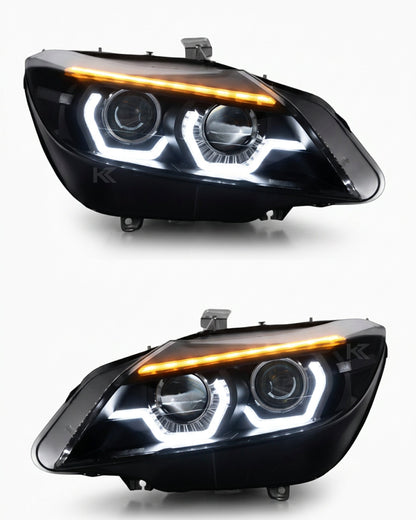 BMW Z4 E89 headlights with LED laser lens from K2 Industries, featuring modern design and bright illumination, for 2009-2016 models.