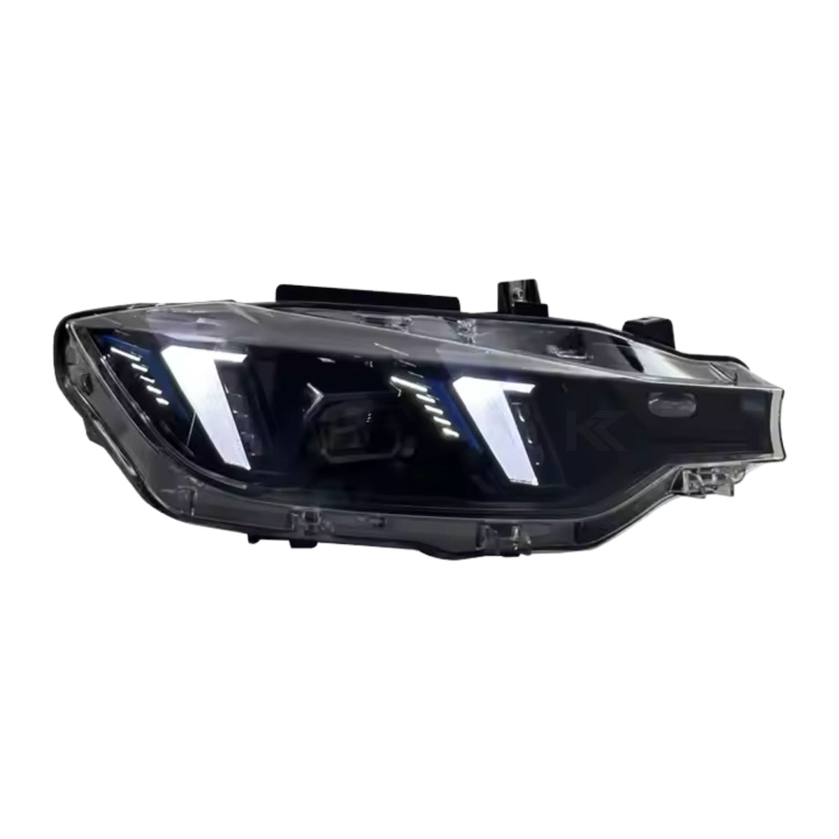 BMW 3 Series F30 Snake Eyes LED headlights by K2 Industries, showing close-up of sleek headlight design with LED accents.