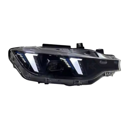 BMW 3 Series F30 Snake Eyes LED headlights by K2 Industries, showing close-up of sleek headlight design with LED accents.