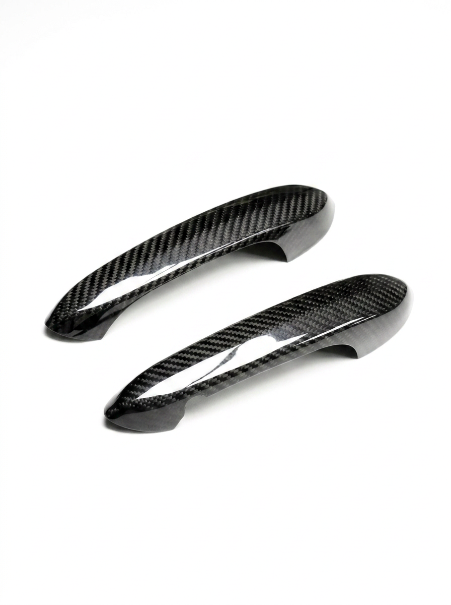 BMW 4 Series G82 M4 carbon fiber door handle cover by K2 Industries, sleek black textured finish, fits 2021+ models.