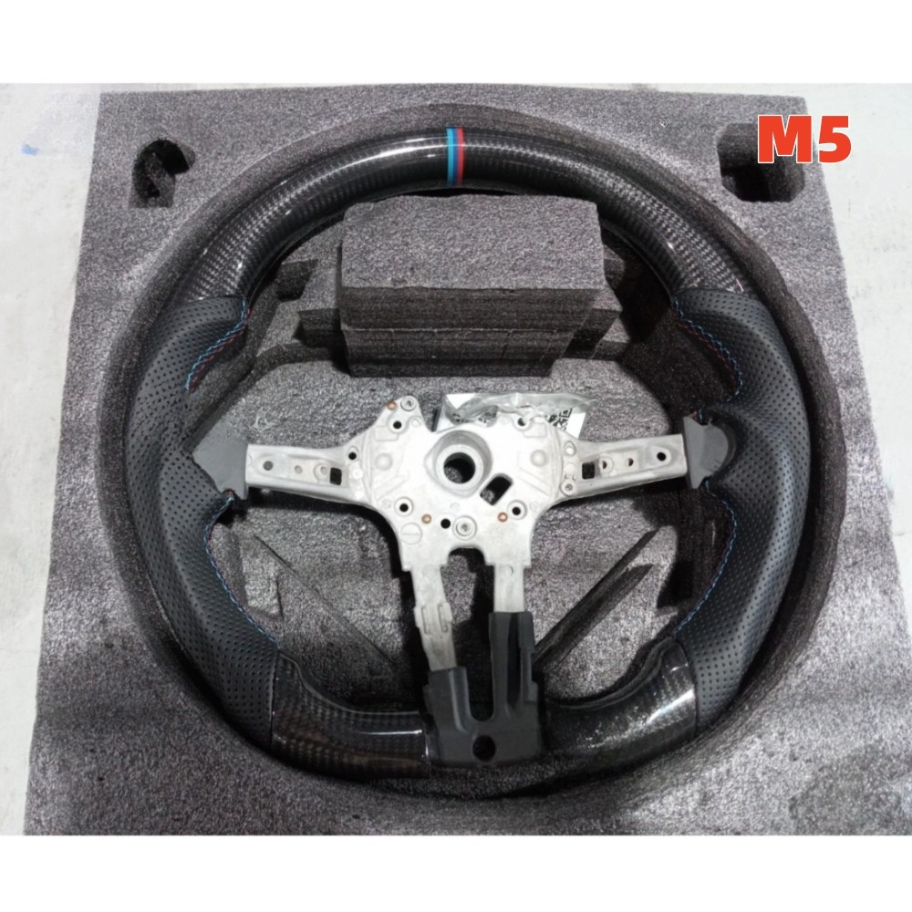 Vekto real carbon fiber M Sport steering wheel for BMW F10 M5, F90 M5, M8, and F series models with sporty grip design