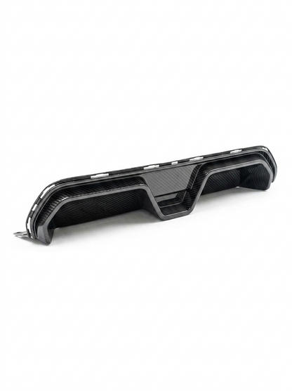BMW 5 Series F90 M5 CS Style carbon fiber rear diffuser by K2 Industries, showcasing sleek aerodynamic design and textured finish.