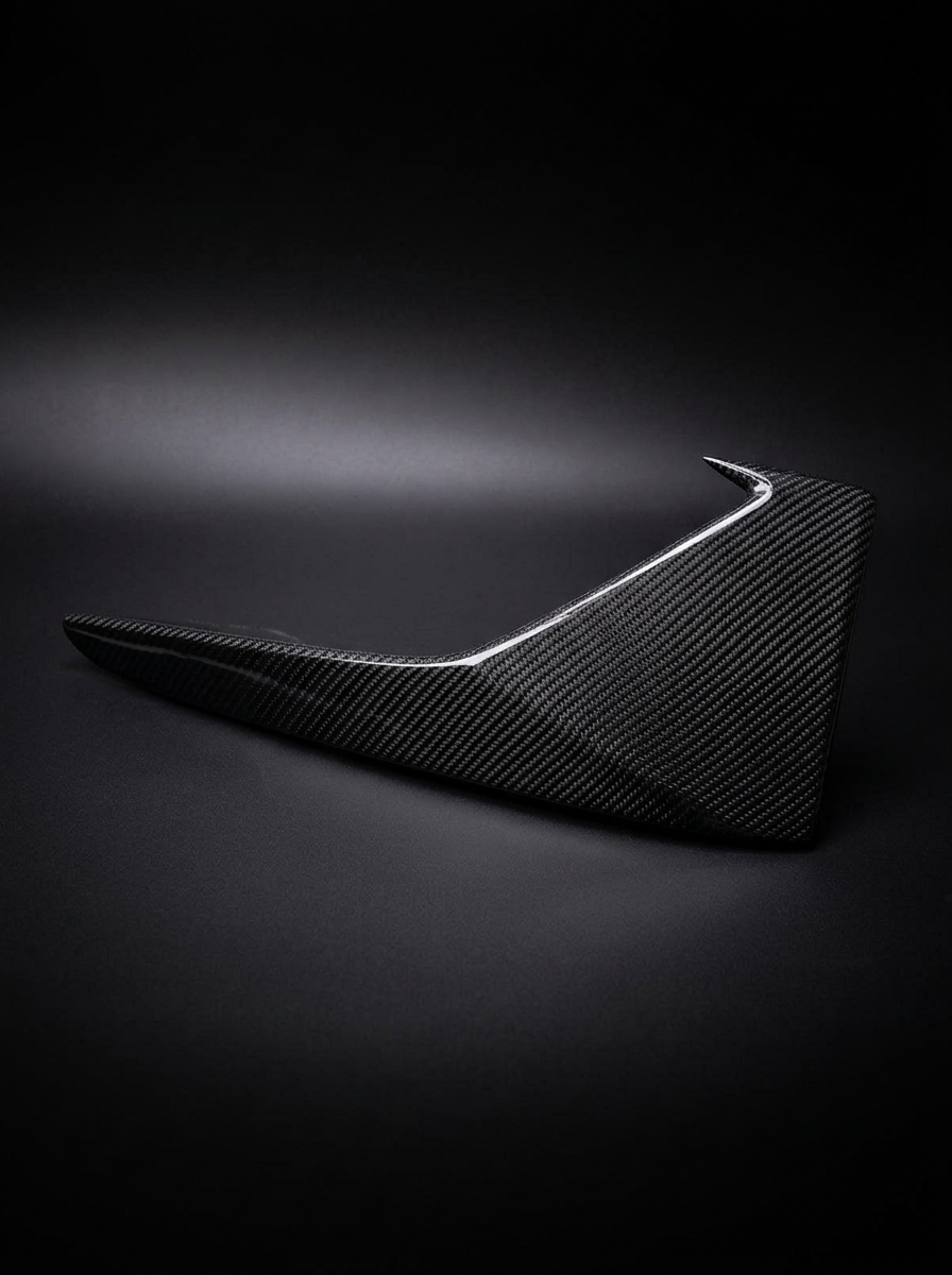 BMW 2 Series M2 F87 carbon fiber front flaps by K2 Industries, showing sleek, lightweight aerodynamic accessories on the vehicle.