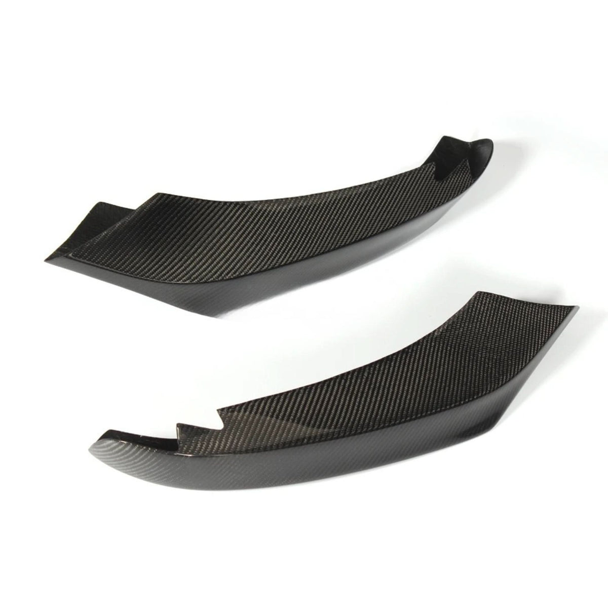 Gloss carbon fiber front bumper splitter for BMW 4 Series F32 F33 F36 M Sport, made by K2 Industries, designed for sporty styling.