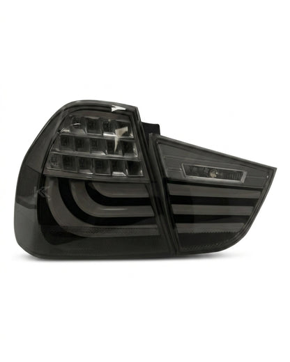 BMW 3 Series E90 upgraded LED tail light assembly by K2 Industries, showing the sleek red and clear lens design.