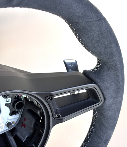 Yellow PDK Porsche 991.2 steering wheel by Boston Motortech, featuring a sporty design and ergonomic grip.