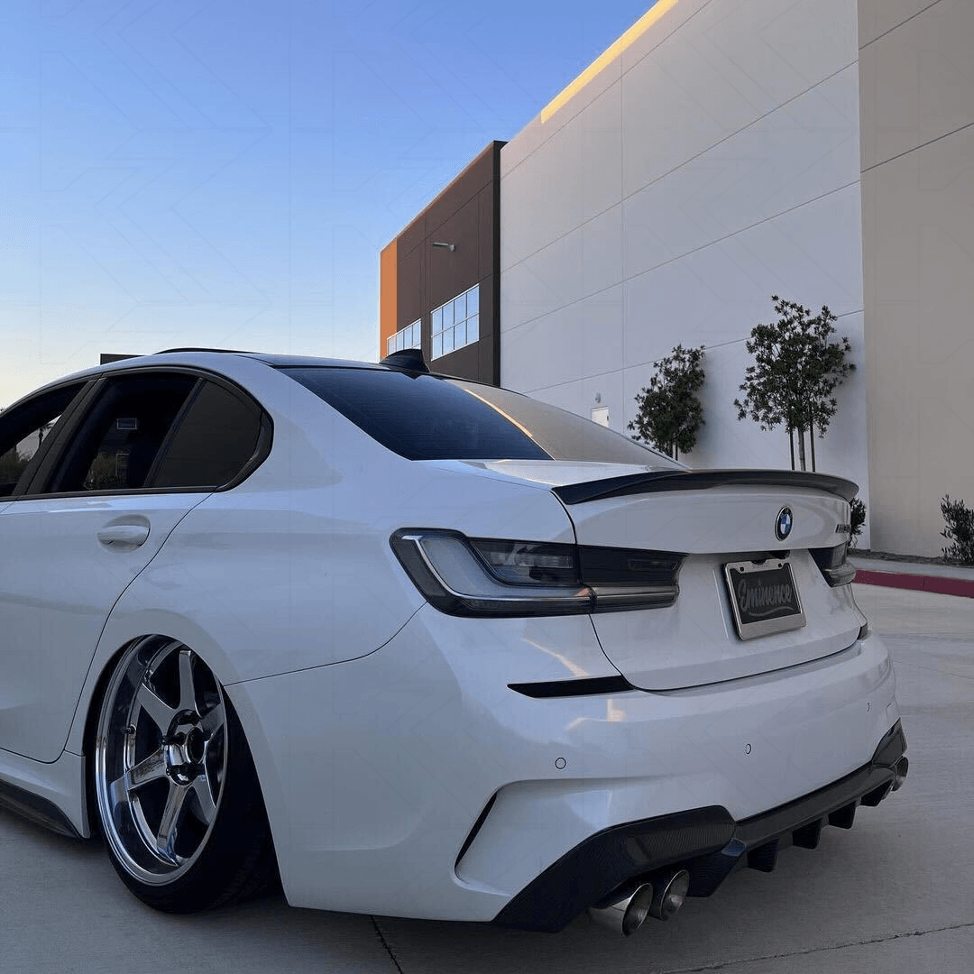 BMW 3 Series G20 G28 G80 M3 OEM style clear LED tail lights by K2 Industries, showing sleek lighting design for 2019-2024 models.