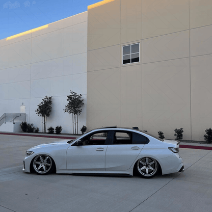BMW 3 Series G20 G28 G80 M3 OEM style clear LED tail lights by K2 Industries installed on a vehicle.