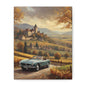 Vintage 1957 BMW 507 Roadster Canvas Wall Art | Autumn Vineyard Castle Valley Canvas Print | Impressionist Classic European Sports Car Art for Living Room & Office