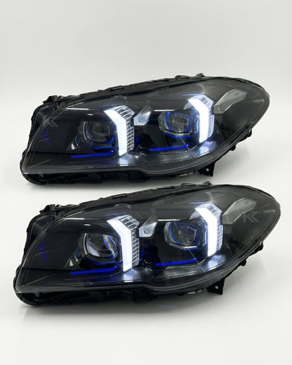 BMW 5 Series F10/F18 LED headlight assembly with high and low beam by K2 Industries, showing the detailed headlight unit.