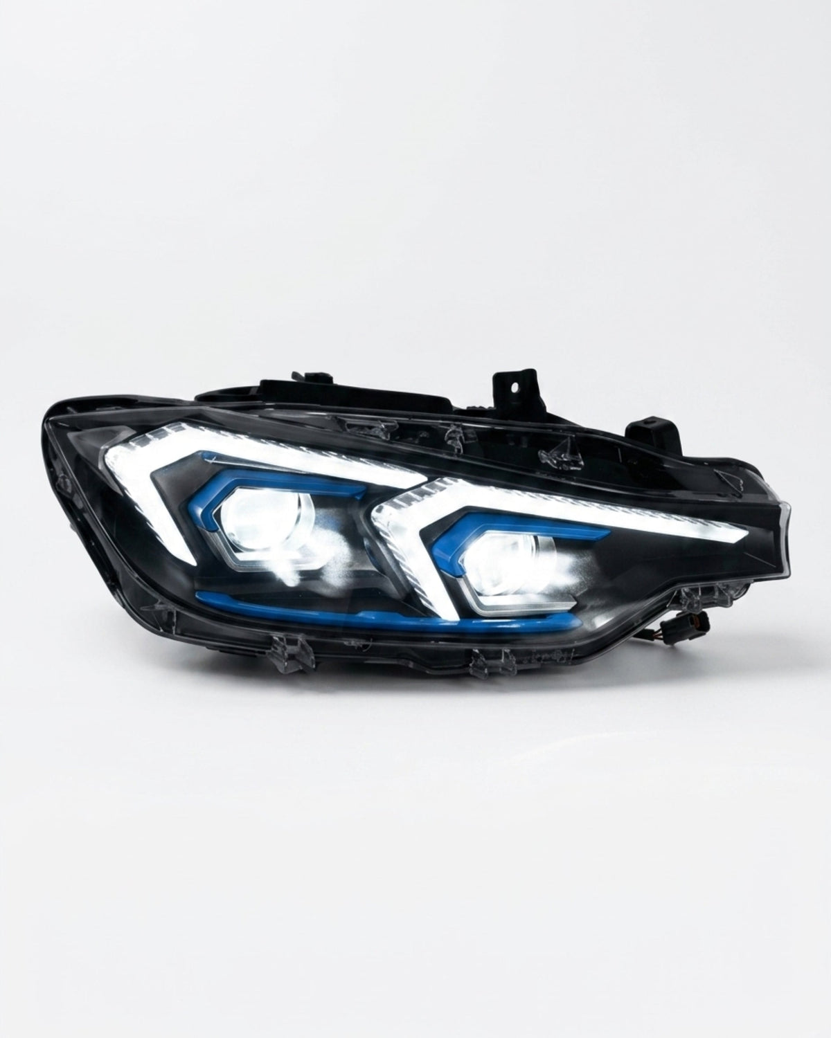 BMW 3-Series F30 F35 LED headlights by K2 Industries, showing sleek design and bright illumination for model years 2011-2019.