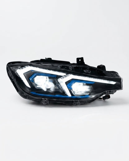BMW 3-Series F30 F35 LED headlights by K2 Industries, showing sleek design and bright illumination for model years 2011-2019.
