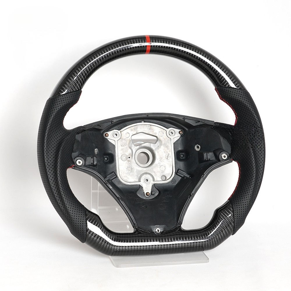 Vekto real carbon fiber BMW E90 E92 E93 M3 steering wheel with textured finish, fits 2009-2013 models, sporty interior upgrade