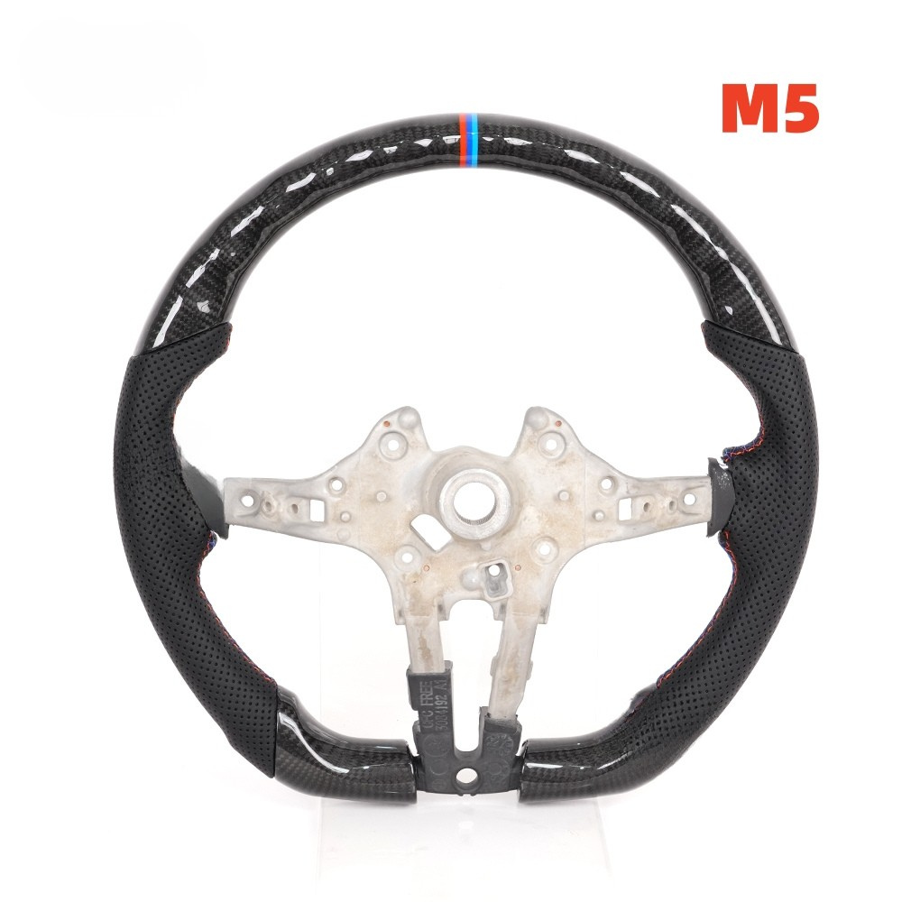 Vekto real carbon fiber M Sport steering wheel for BMW F10 M5, F90 M5, M8, and F series models with detailed grip and branding