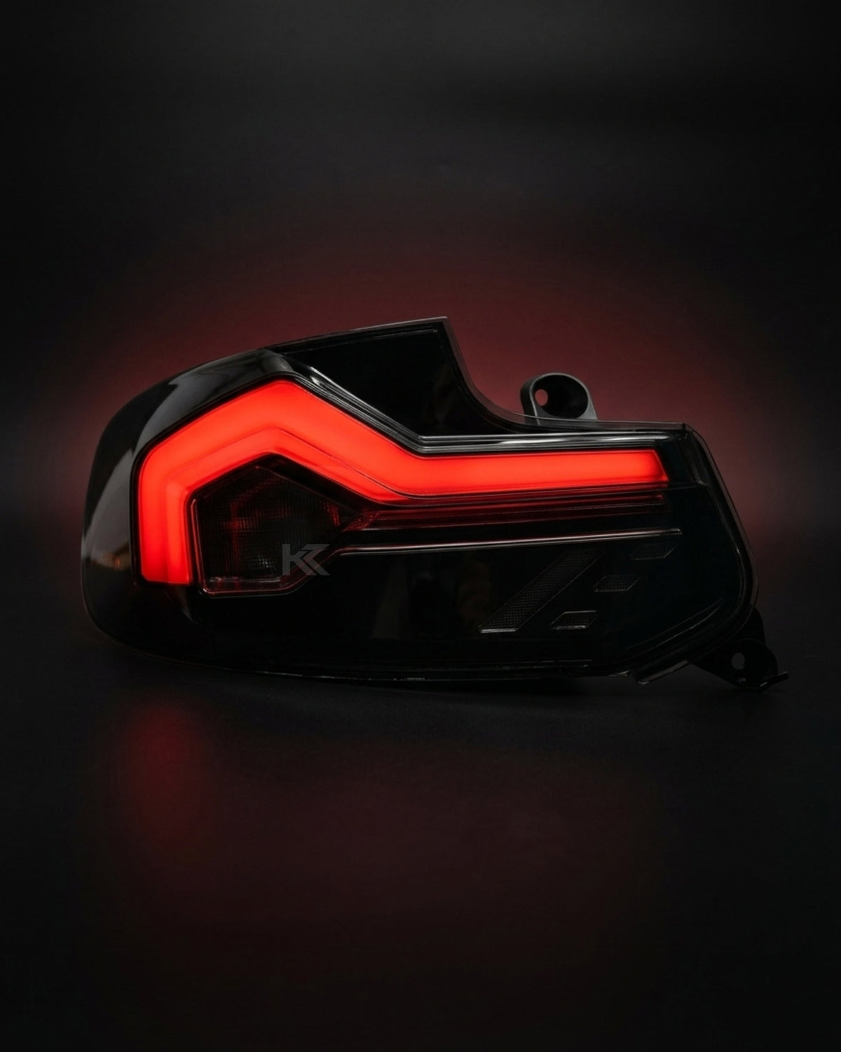 BMW 2-Series F22 F23 M2 F87 220i 225i F44 smoked LED tail lights by K2 Industries, showing sleek, darkened rear lighting design.