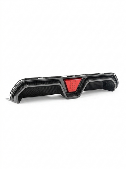 BMW 5 Series F90 M5 CS style carbon fiber rear diffuser by K2 Industries, showcasing sleek, textured carbon fiber design on a 2020+ model.
