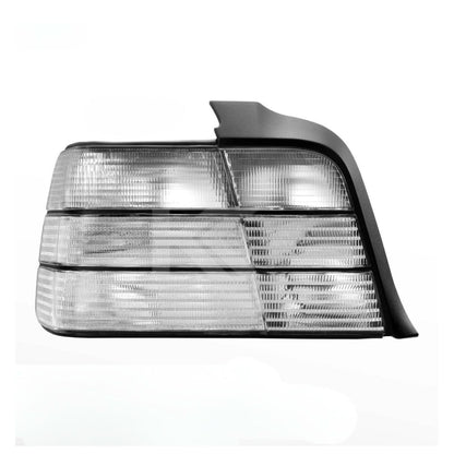 BMW 3 Series E36 tail lights with clear frosted lens, rear lighting assembly by K2 Industries, for 1992-1998 models