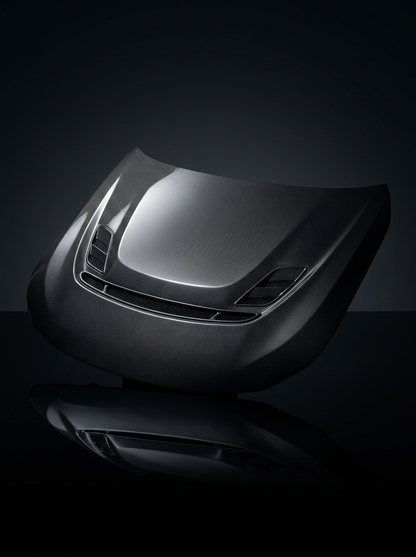 BMW 2 Series G87 M2 carbon fiber hood by K2 Industries, showcasing the sleek, lightweight hood with carbon fiber finish.