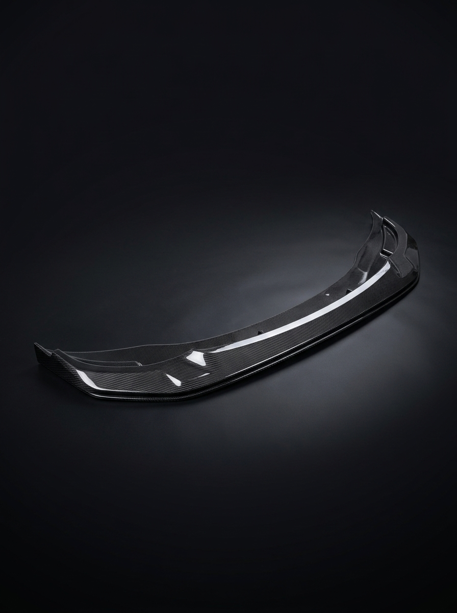 BMW 3 Series F80 M3 F82 M4 GTS style carbon fiber front lip by K2 Industries, showcasing the sleek aerodynamic design.