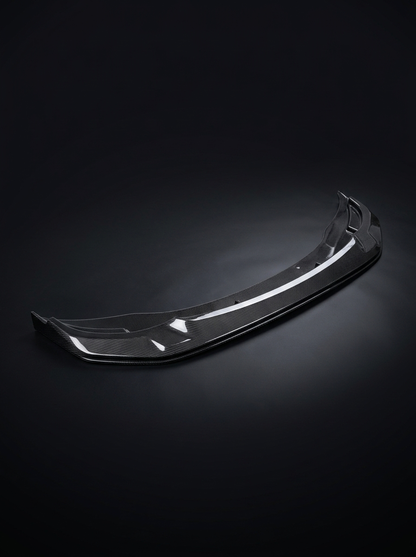 BMW 3 Series F80 M3 F82 M4 GTS style carbon fiber front lip by K2 Industries, showcasing the sleek aerodynamic design.