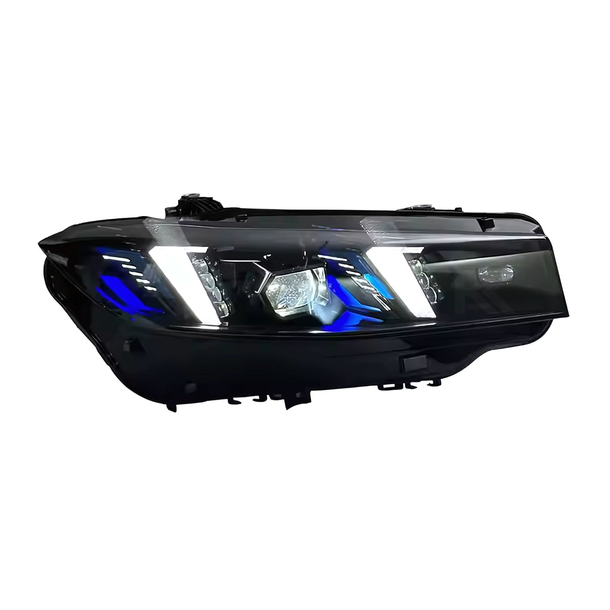 BMW 3 Series G20 G28 snake eyes style CSL LED headlights by K2 Industries, featuring modern daytime running lights and sleek design.