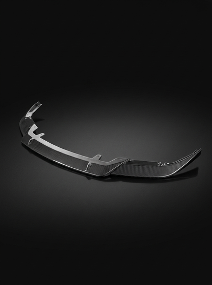 BMW 5 Series F90 M5 LCI ST Style carbon fiber front lip by K2 Industries, showing sleek, aerodynamic design on a 2020+ model.