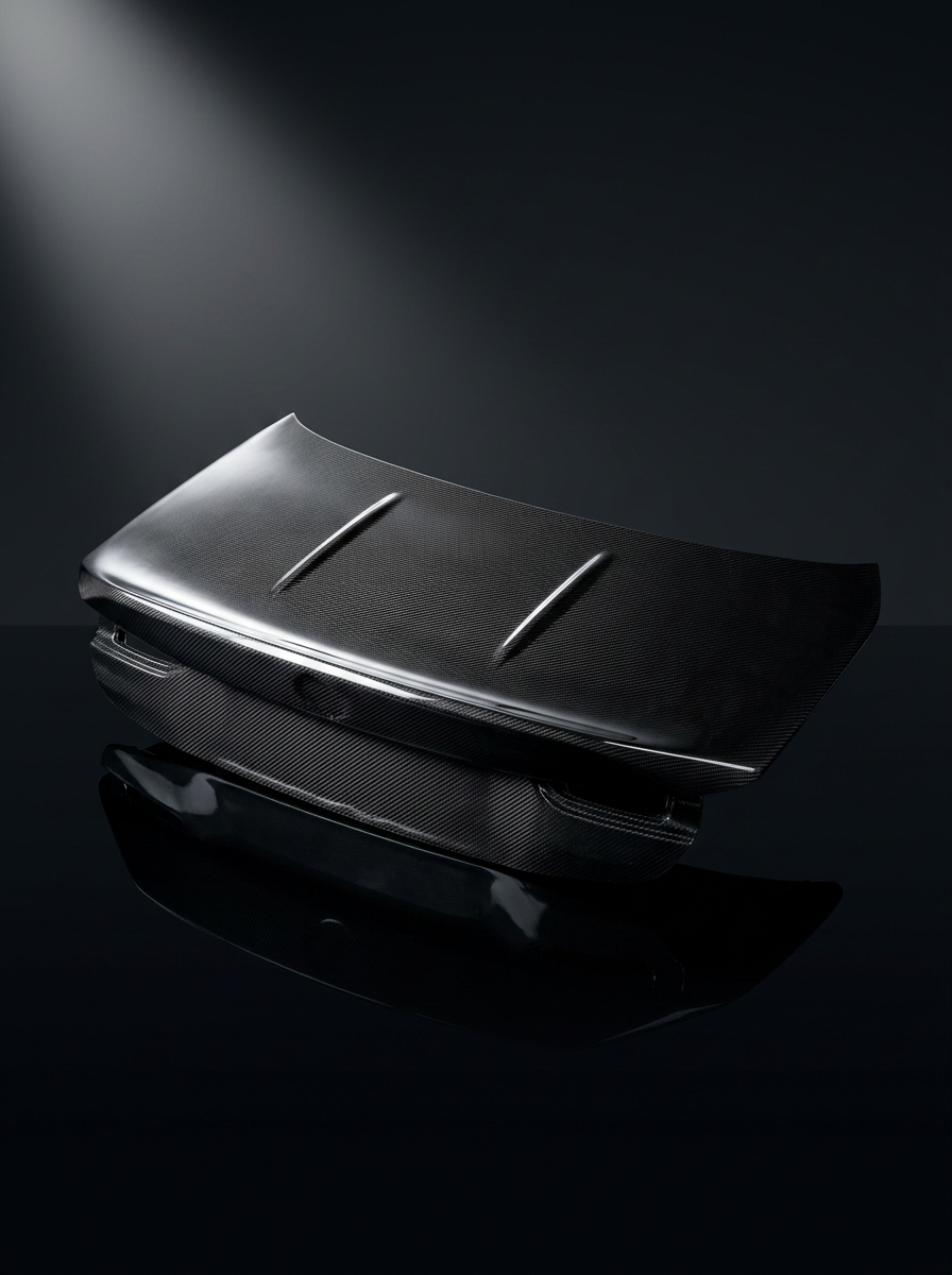 BMW 4 Series G82 carbon fiber CSL trunk by K2 Industries, showcasing a sleek, lightweight aerodynamic rear trunk with carbon fiber finish.